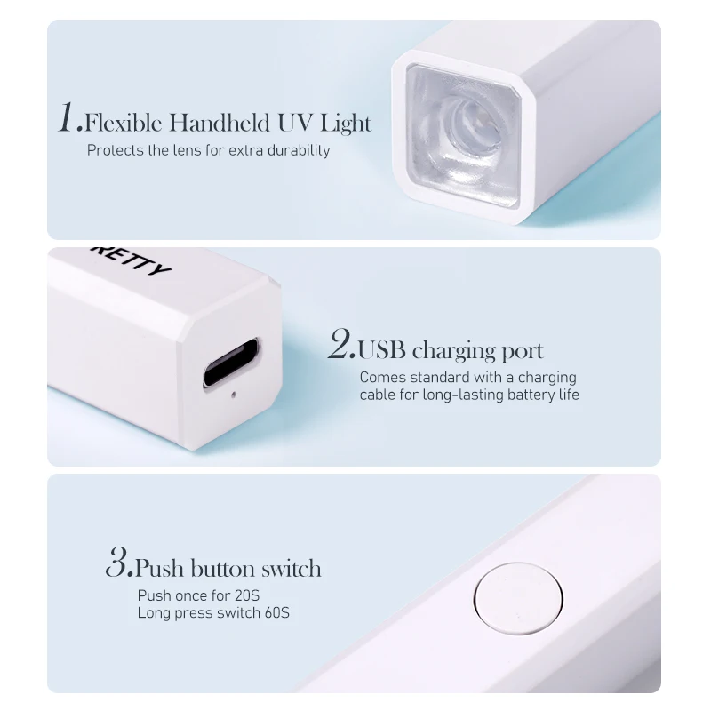 BORN PRETTY Handheld UV Light for Gel Nails Mini Nail Light Portable LED Nail Lamp Cordless Rechargeable USB Nail Dryer 1Pc 4