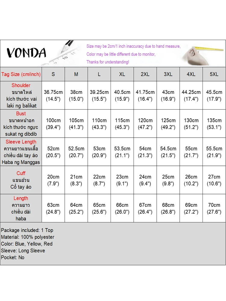 VONDA Women 2025 Hoodies Pullovers Casual Long Sleeve Autumn Sweateshirts Oversized Lantern Sleeve Patchwork Tops Femininas 6