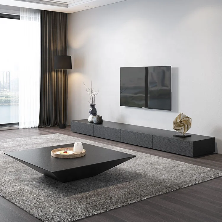 Living Room Furniture Modern Black Wooden Tv Stand Cabinet