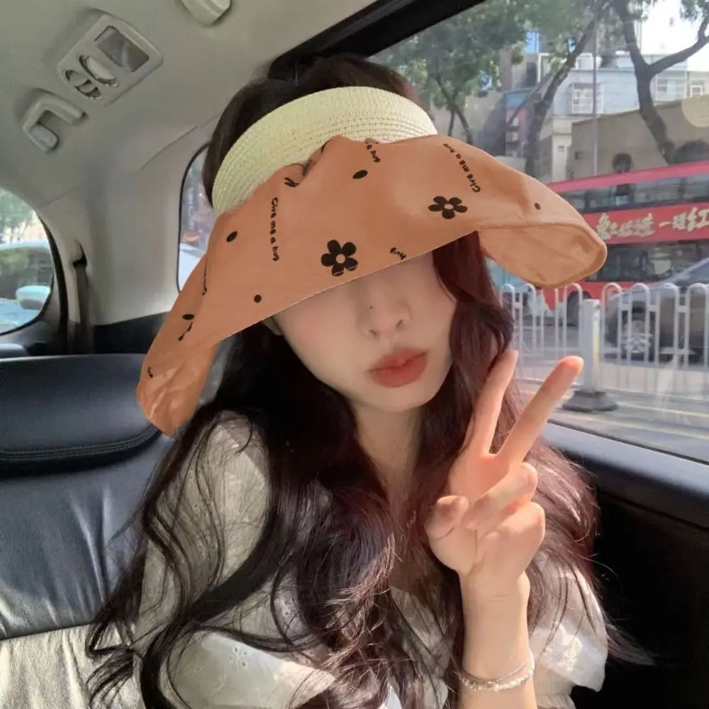 Sports Sun Hat Breathable Flower Visor Cap UV Protection Big Brim Empty Top Hat Sweet Korean Style Women Sunhat Summer
