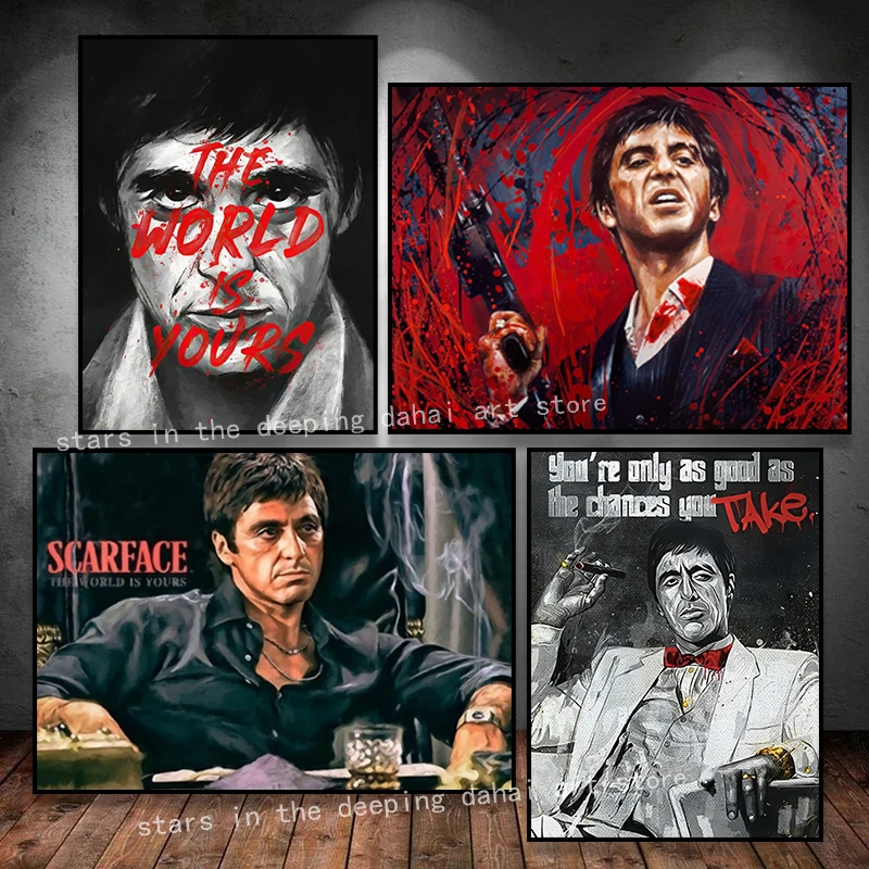 Quadro Tony Montana Dollaro Quadro Su Tela Tony Montana Islandburner Icona Pacino Scarface Cult Foto Papa Leone Xiv Scarface Poster Poster Tony Montana - Foto 8