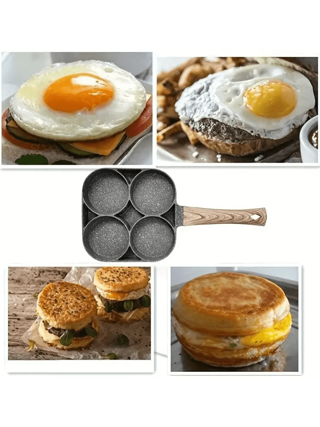 1pc Non-Stick Egg Frying Pan, Egg Burger Maker Pan, Breakfast Cooking Pot For Eggs, Bacon And Hamburgers