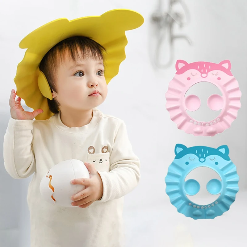 Baby Shower Cap Adjustable Hair Wash Hat for Newborn Infant Ear