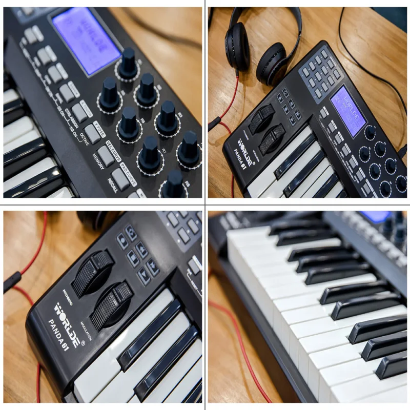 PANDA61 Portable 61-Key USB MIDI Keyboard Controller 8 RGB Colorful Backlit Trigger Pads USB Cable for Composition Creation