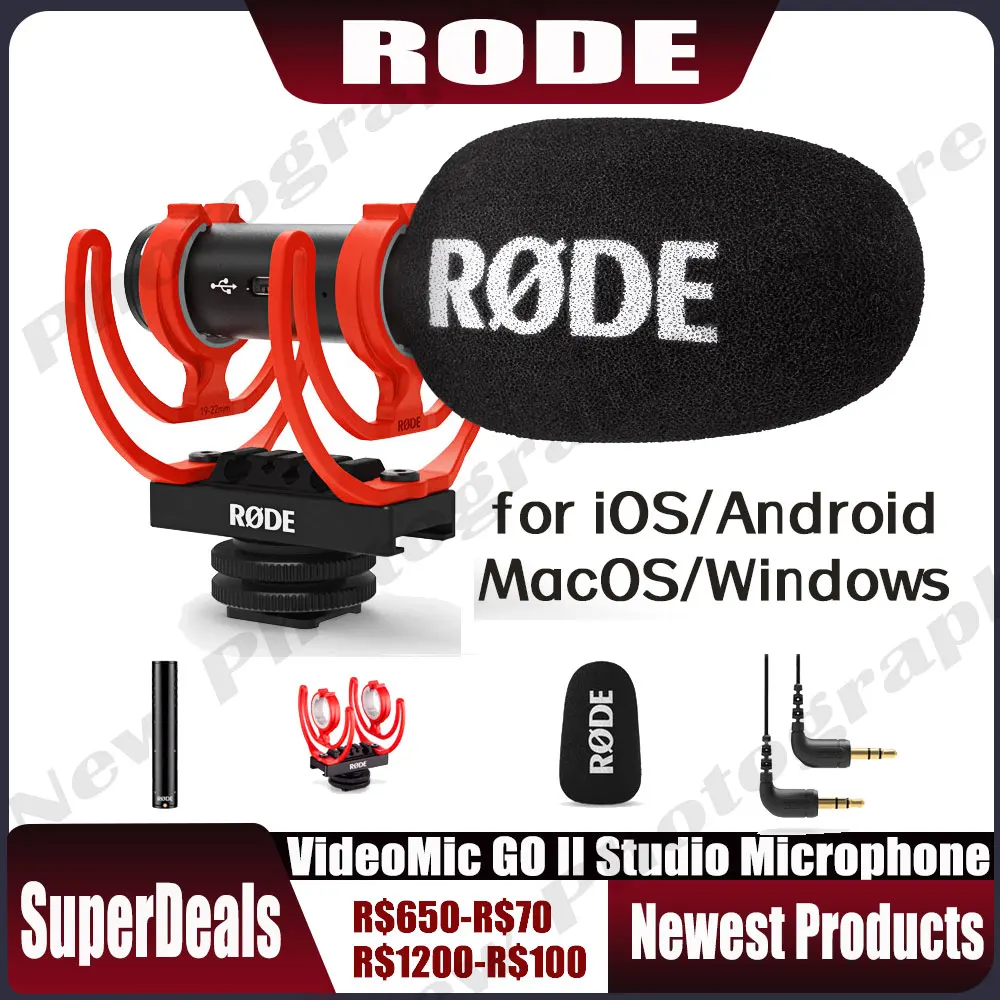 Rode VideoMic GO On-Camera Shotgun Microphone and DeadCat Wind Cover Kit