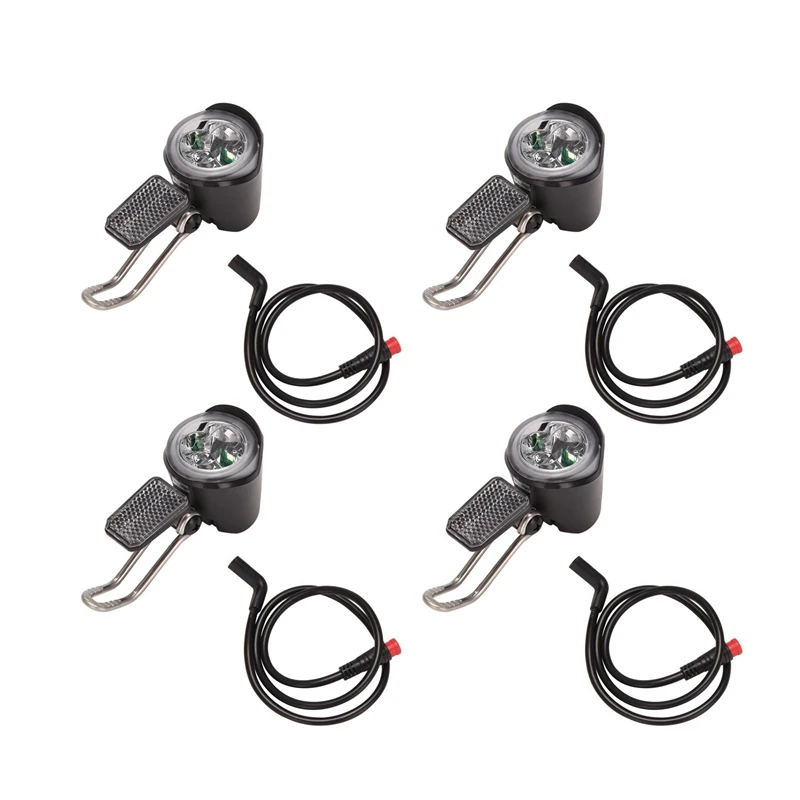 

4X E-Bike LED Headlight 6V 12V 24V 36V 48V 60V Bicycle Light Waterproof Front Headlight Waterproof Connector (2 Pins)