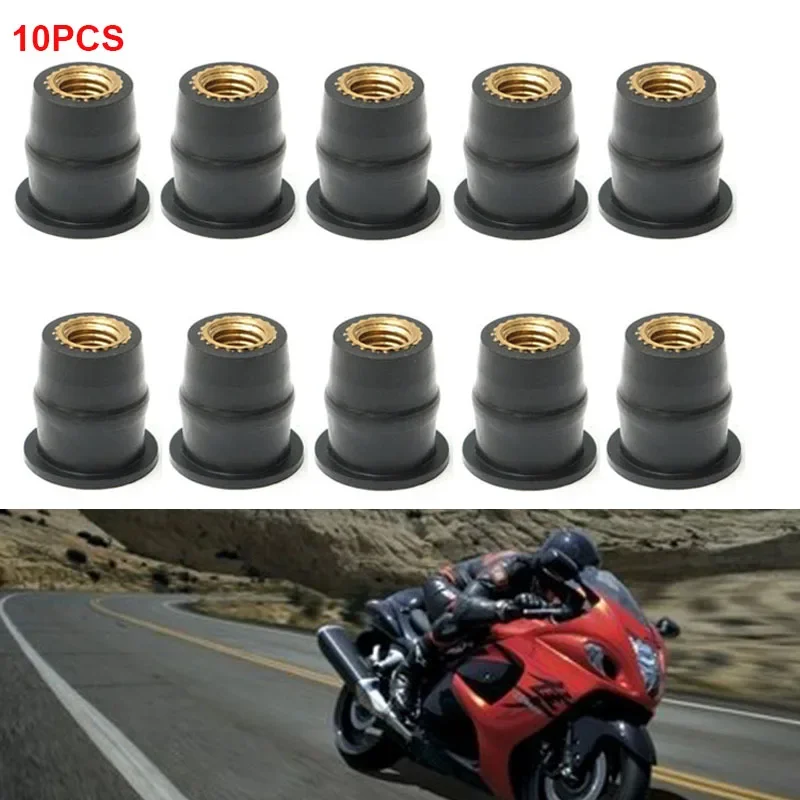 Motorcycle Fasteners 10PCS Universal M5 Rubber Nuts Windscreen Bolts Screws For Honda Suzuki Yamaha Kawasaki