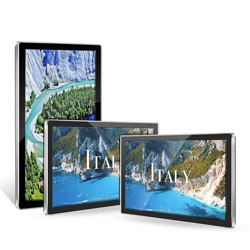 

12.1/15/15.6/17 inches 350nits brightness wall mount machine all in one monitor lcd digital signage