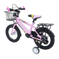 Vélo pour enfants de 14 pouces, vélo d'extérieur réglable avec roues d'entraînement, panier et siège arrière pour garçons/filles de 3 à 6 ans 6
