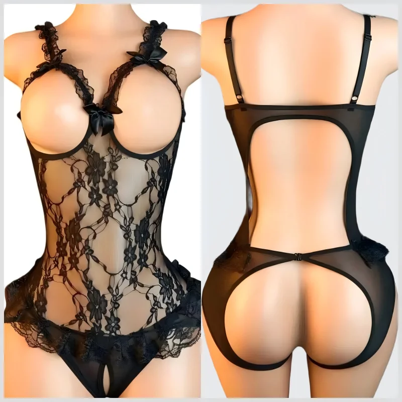 Completo lingerie sexy donna intimo in pizzo camicia da notte_voghion.com