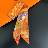 2024 Brand Design Zebra In Flowers Women Scarf Luxury Silk Scarf Fashion Hair Headband Foulard Skinny Bag Scarves Neckerchief - Image 6