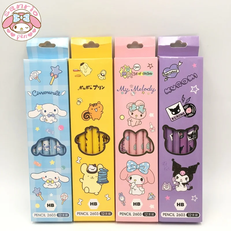 

48 шт. Sanrio карандаши Hb в коробке милые Hello Kitty Cinnamoroll Kuromi деревянные карандаши для учеников начальной школы практичные оптовая продажа