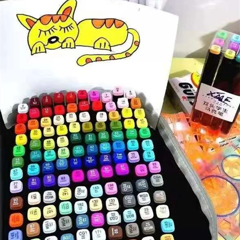 Permanent Markers Double Headed Marker Set Colouring Markers Drawing Alcohol Marker Oily Sketching Draw Aesthetic School Supplies Stationery
