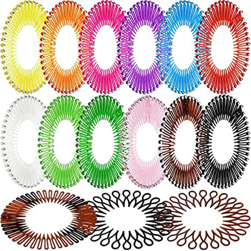 15 Pieces Full Circular Stretch Comb Headbands Flexible Plastic Circle  Hair Wrap Hairband Holder