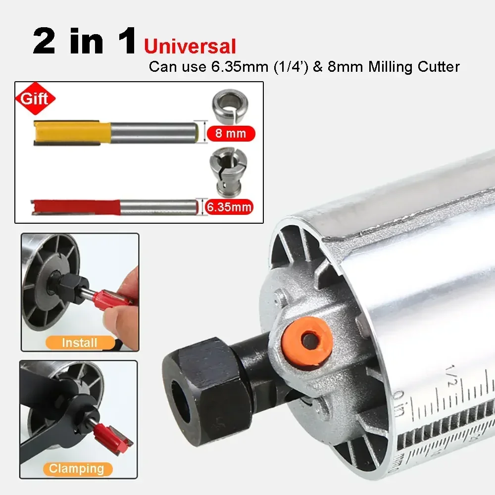 220V 2000W Electric Trimmer Router6.35mm & 8mm Milling Engraving Slotting Trimming Machine Hand Carving Router Woodworking Tools 3