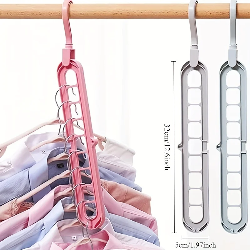 5pcs Heavy-duty Folding Clothes Hanger Combination Set, Multi-layer Space-saving Clothes Hanger Hooks, Hanging Clothes Storage 3