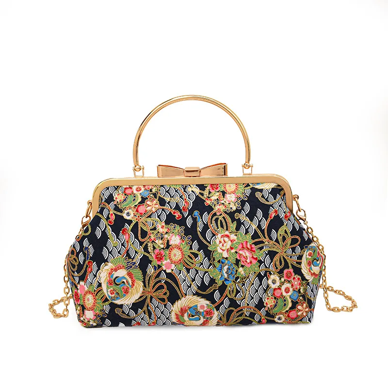 Vintage Handmade Embroidery Evening Bags For Women Fashion Chinese Style Dinner Party Cluthes Handbags Chain Shoulder Bags femme