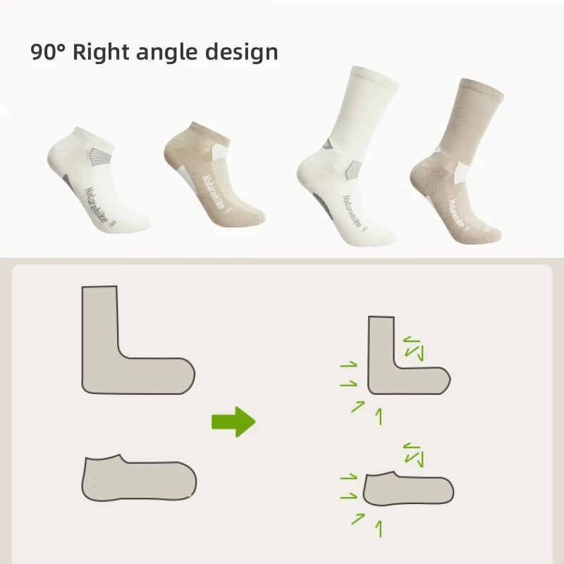 Naturehike New Quick Dry Short Socks Camping Travel Wear-resistant Moisture Wicking Right Angle Socks Outdoor Sports Long