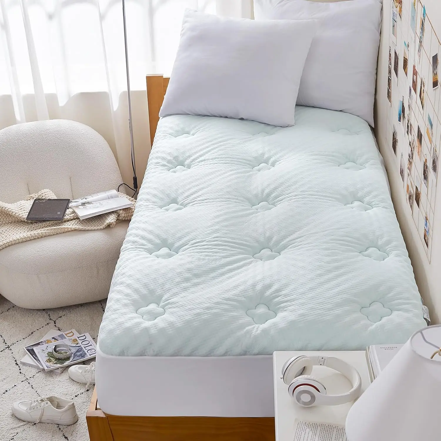 Memory Foam Twin Size Mattress Topper, Gel Twin Mattress Pad with Deep Pocket, Breathable Air Cover, 39x75 Inches