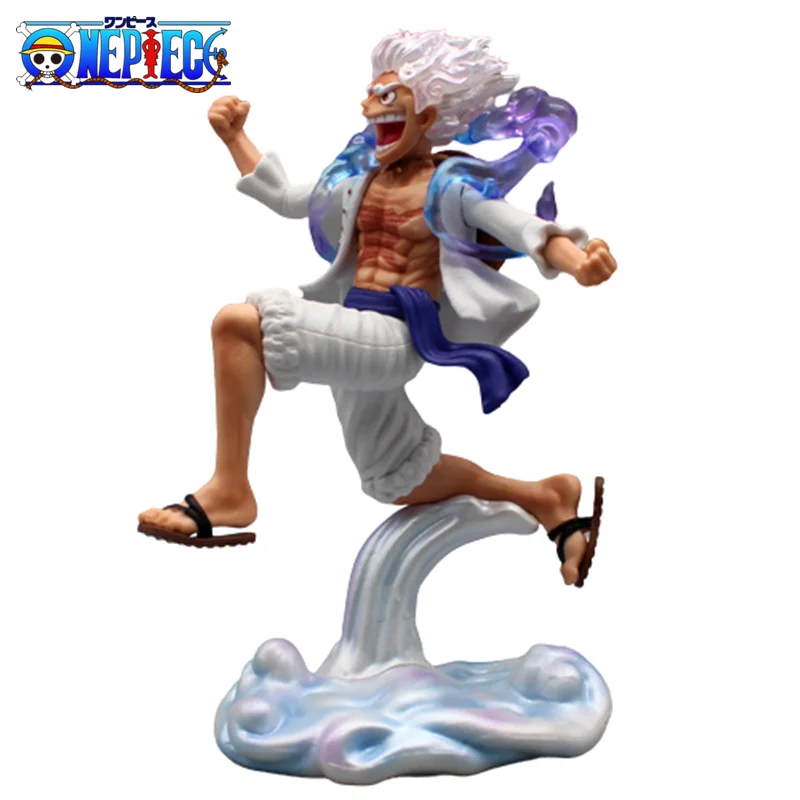 

One Piece Sun God Nika Fifth Gear Luffy Squatting Second Gear Fruit Awakening White Hair Anime Action Figure Model Ornament Gift