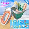 Beach Toys for Kids Sand Toys Set for Toddlers Sandbox Toys with Collapsible Bucket Shovel Rake Model Set Winter Summer Ski Toys 1
