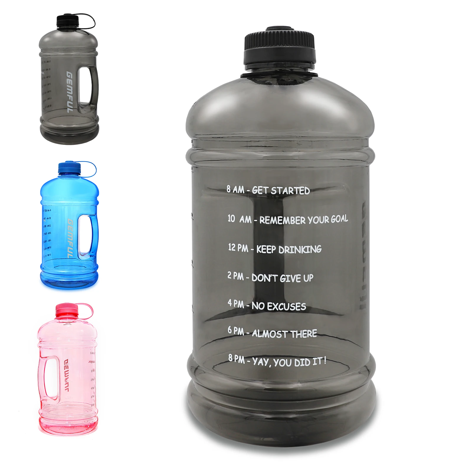 GEMFUL 3 Liter Large Water Bottle Inspirational BPA Free with Time