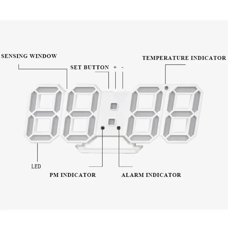 Description Picture 3 of itemInterior Table Clock Watches Wall Table Decoration & Accessories Digital Desk Clock Decor Living Room Bedroom Led Alarm Home