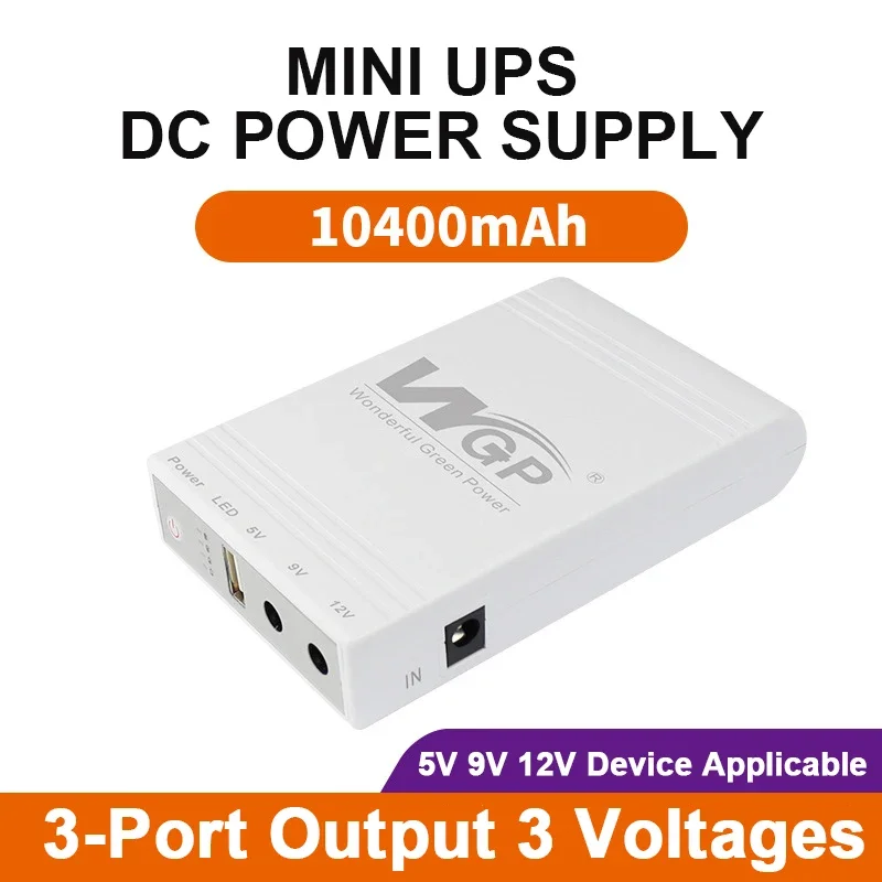 Mini UPS 38.48Wh/10400mAh Router Optical Cat Adapter Uninterruptible Power Supply DC Backup 5V 9V 12V EU Plug