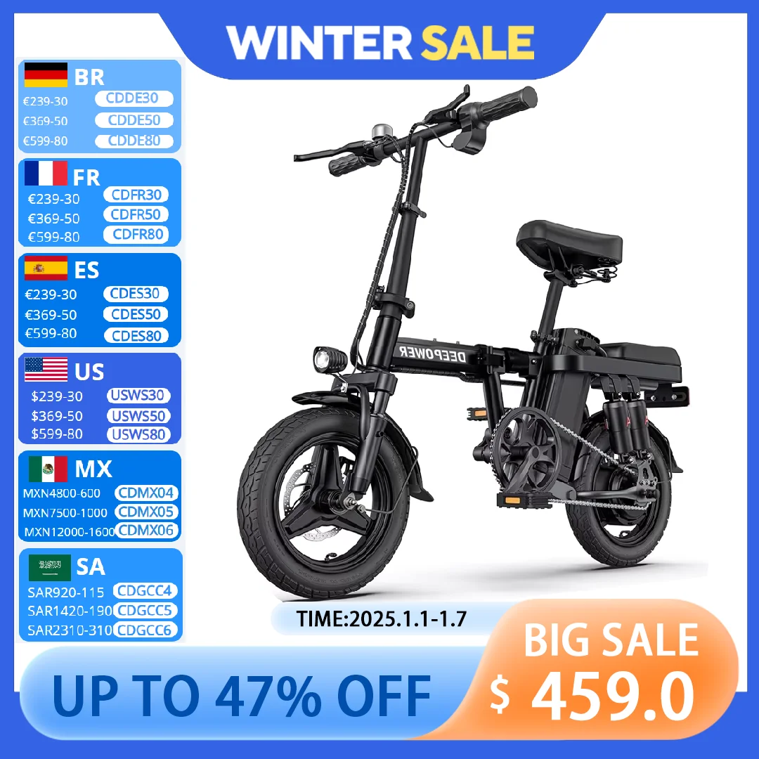 Electric Bicycle Electric Bike ZPW RS6 Electric Bike 400W 48V 30AH Folding 14inch