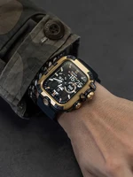 Boîtier métallique blindé + bracelet pour Apple Watch série 9 8 7 6 5 Se, verre HD résistant aux chutes, housse de protection étanche pour iWatch 44mm 45mm 1