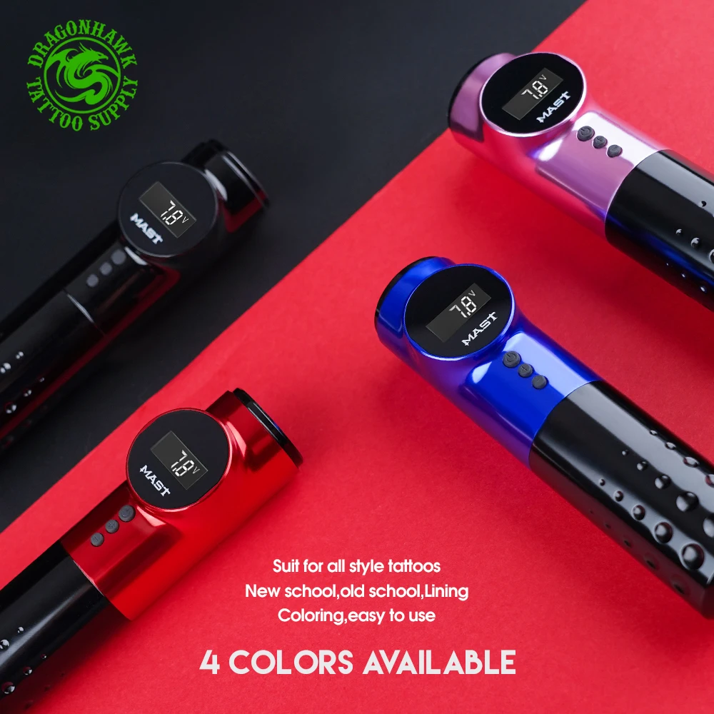 Tattoo Pen Mast Tattoo Archer Wireless Battery Pen Rotary Cartridge Tattoo Machine With LED Display Permanent Make Up Machine Accessories
