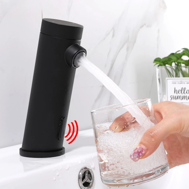 

Hot and cold induction basin faucet, induction faucet, black infrared induction hot and cold basin faucet Contactless faucet