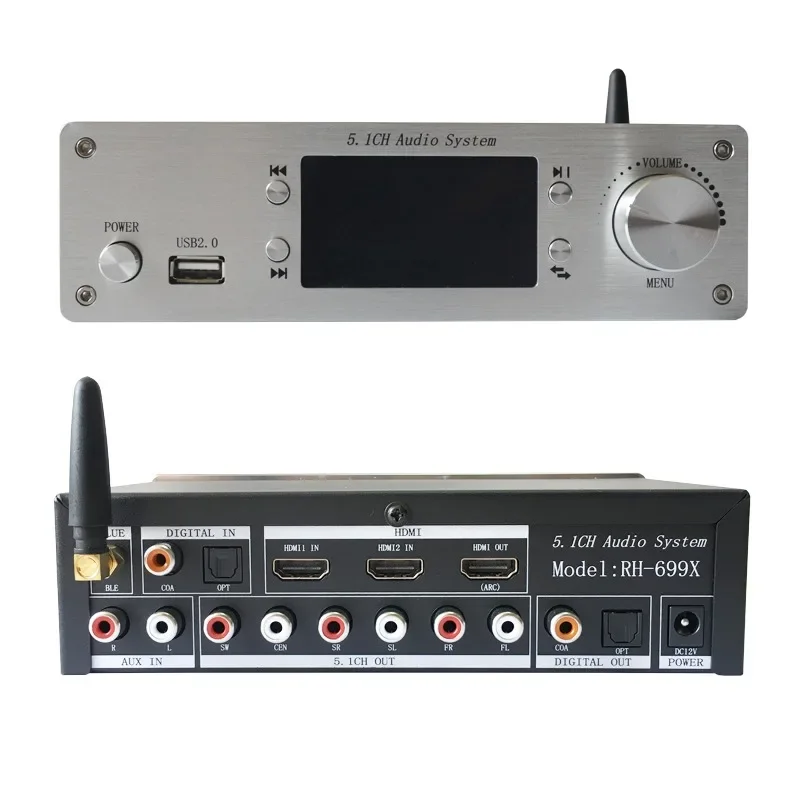 5.1 Channel Lossless Audio Decoder ES9023P DAC DSD256 DTS AC3 HIFI Music Turntable Bluetooth 5.0 HDMI Input Decoding audio streamer receiver,digital audio player