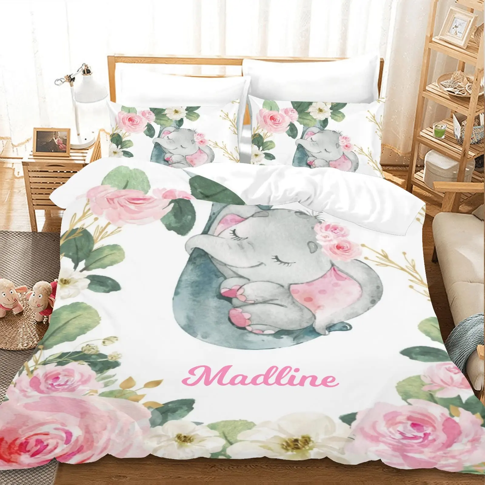 Set di biancheria da letto con Trapunta e farfalle colorate con stampa floreale e inserto per piumone bianco per bambini ragazzi ragazze cartoni animati animali da fattoria in microfibra pi