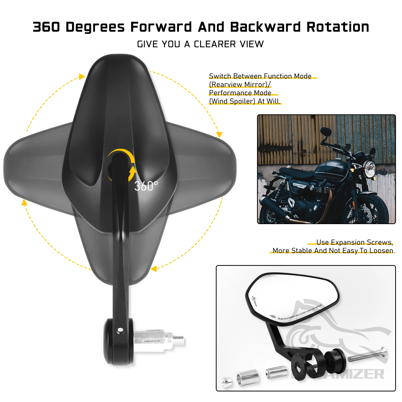 7/8" or 1" Motorcycle Motorbike Scooters Rear View Side Mirror Handle Bar End Mirrors For Yamaha Kawasaki Motorcycle Parts 5