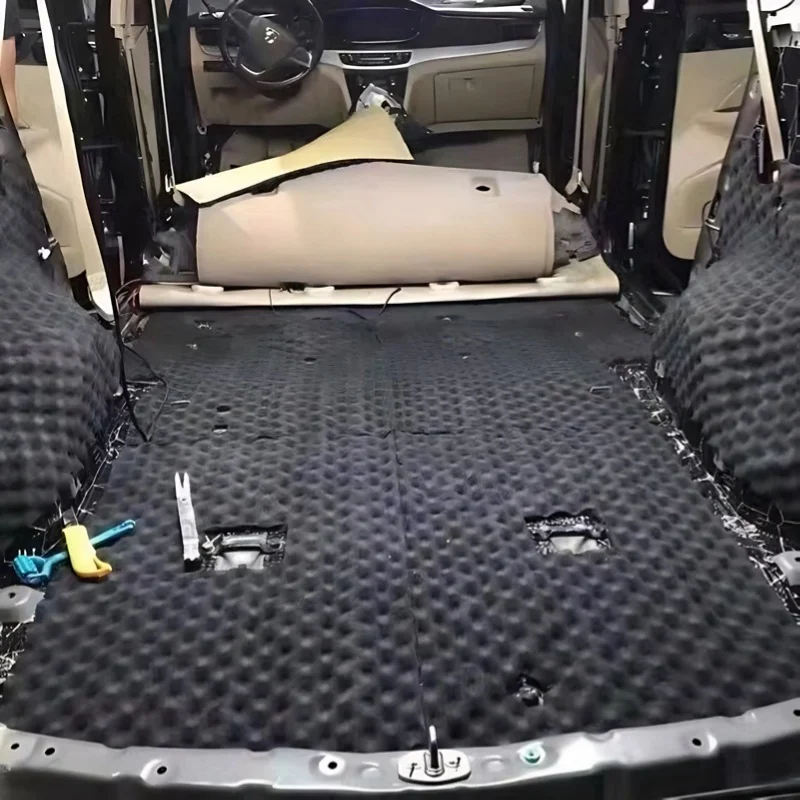 Car Self Adhesive Sound Proof Foam 200/50cm Wavy Rubber Foam Cotton Acoustic Soundproof Insulation Mat Office Car Accessories
