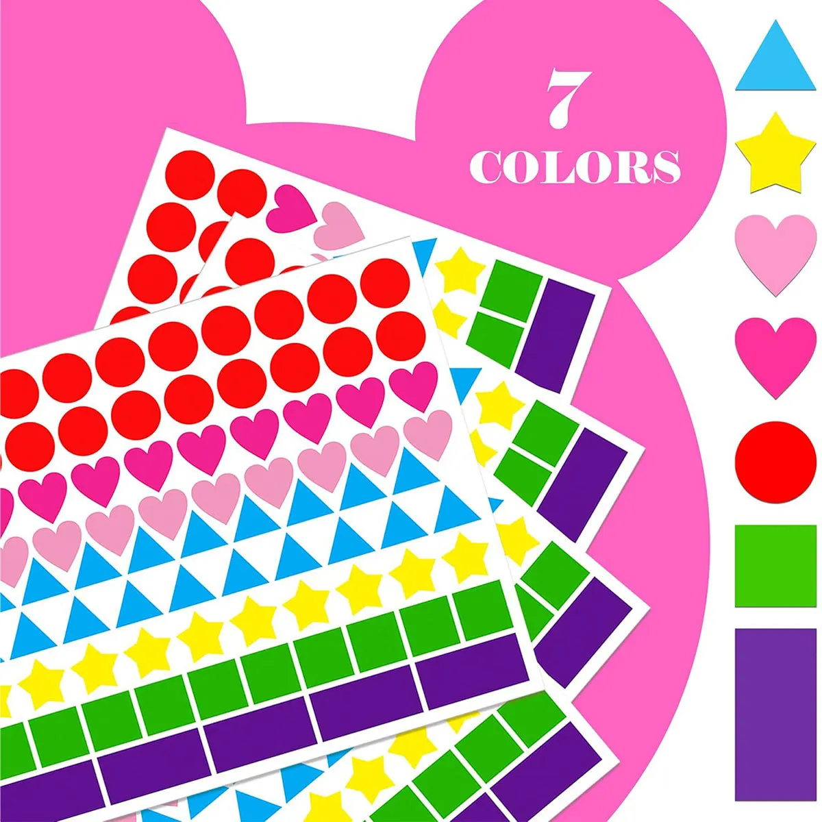 1008 PCS 다중 모양 컬러 코딩 스티커 7 색 6 모양 코딩 라벨 용 도트 스티커 어린이 DIY 학생 교실
