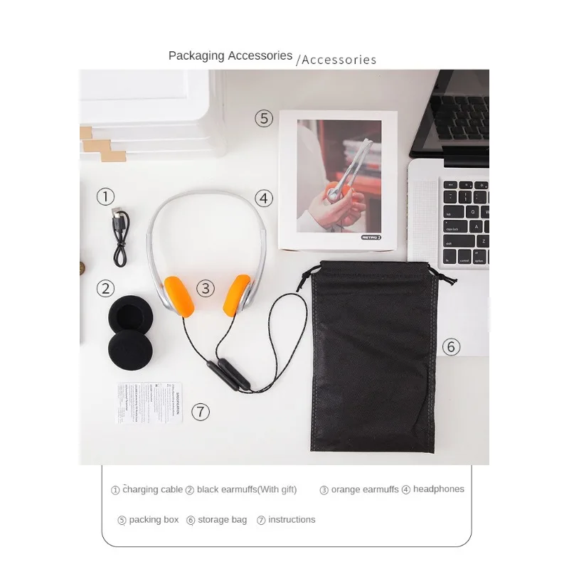 Fashion Headset Bluetooth Headwear Panasonic Women Headset Short-term HIFI Small Head-mounted Three-band Balanced Japanese Style