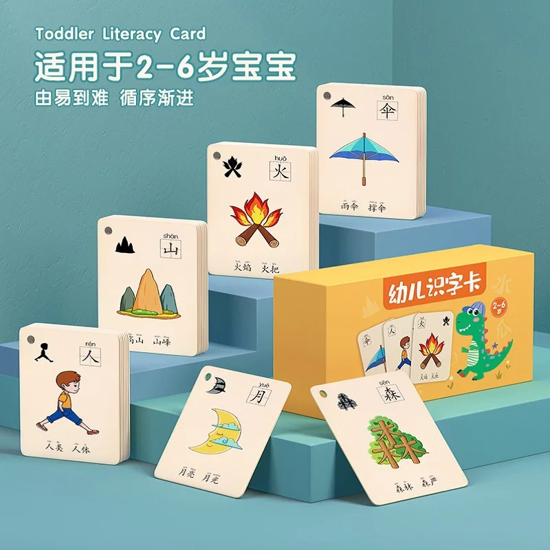 한자 학습:  교육 문맹 퇴치 카드, 그림 기반 문맹 퇴치 계몽