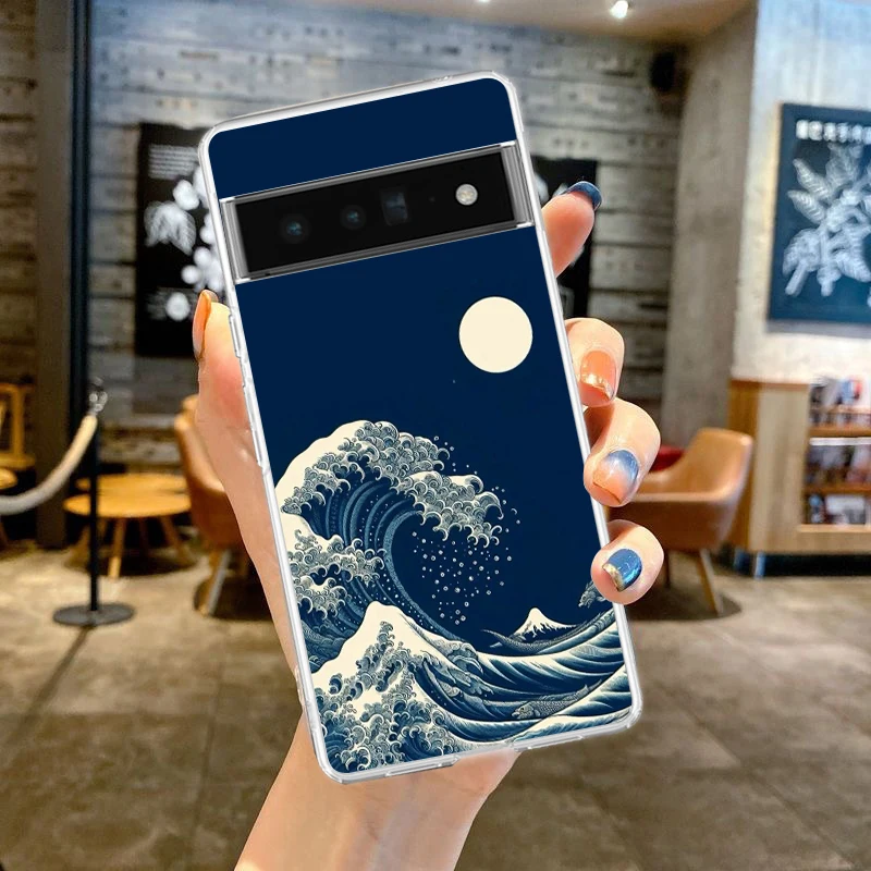 Fashionable Blue Wave Soft Clear TPU Transparent Phone Case