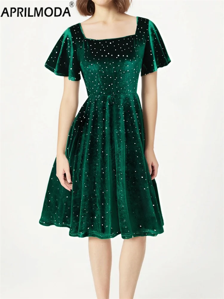 Why This Green Velvet Square Neck Dress Is My Go-To Choice for Every Formal  Occasion This Season