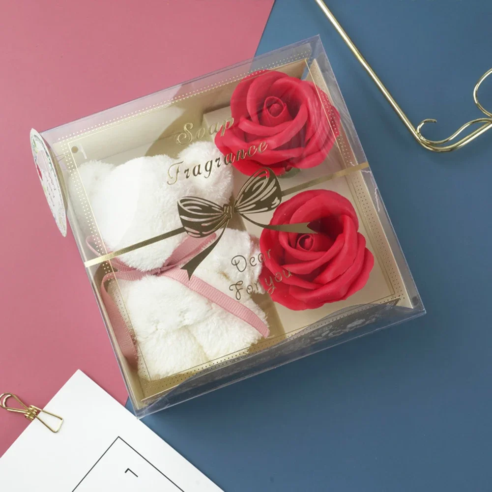 Caja de regalo con jabón en forma de rosas, oso, regalos de Navidad,  cumpleaños, San Valentín, boda para novia, mujeres, esposa, regalo del Día  de la