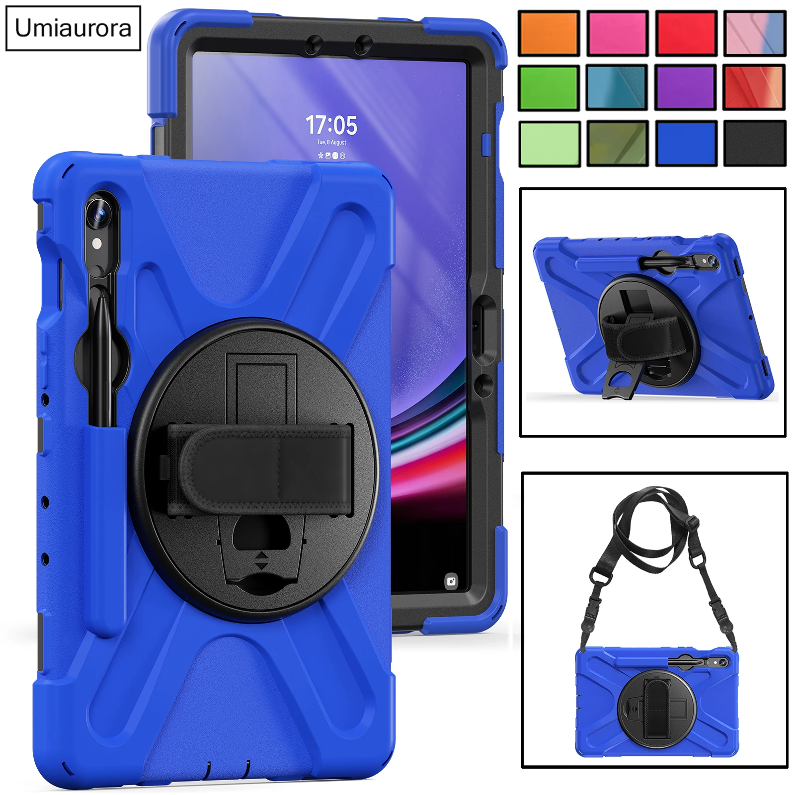 Per Samsung Tab S9 Ultra Sm-X910 S7 Fe S8 Plus Sm-X810 X610 X710 Custodia Per Armatura Rotazione Tracolla A Mano Supporto Copertura Antiurto