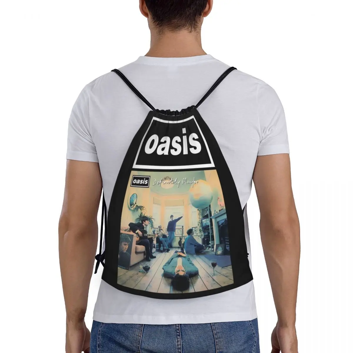O-Oasis Rock Band Drawstring Bags Sports Backpack Gym Sackpack String Bag for Cycling 4