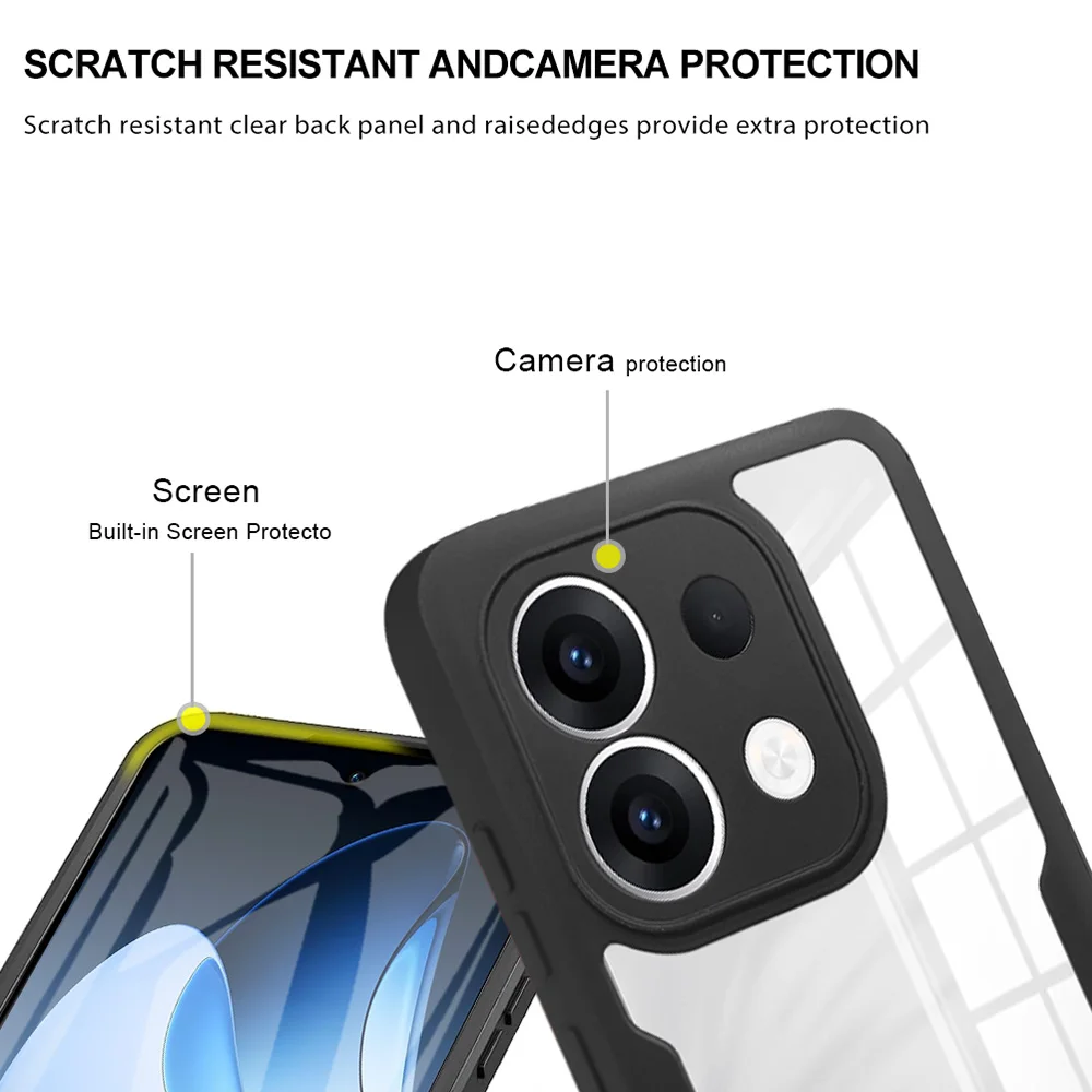 360° Full Protective Transparent Shockproof Case with PET Soft Screen Film