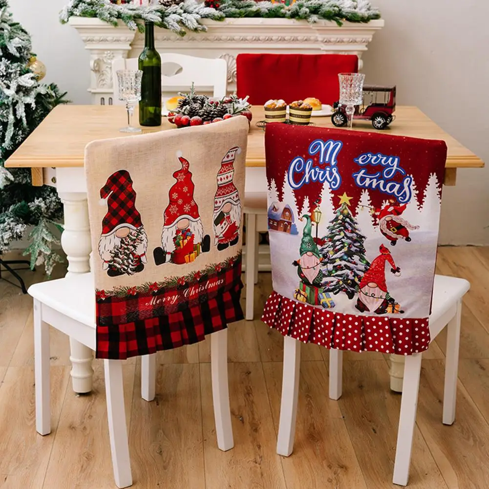 

Christmas Chair Cover Christmas Themed Dinner Chair Seat Cover Exquisite Pattern Wear Resistant Non-fading Festive for Holiday