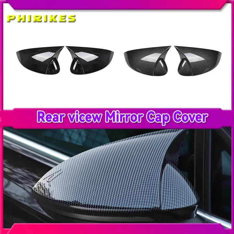 

Car Rearview Mirror Cover Cap Carbon Fiber Black For VW GOLF 8 MK8 2020 2021 Support Lane Change Side Assist Blind Spot Assist