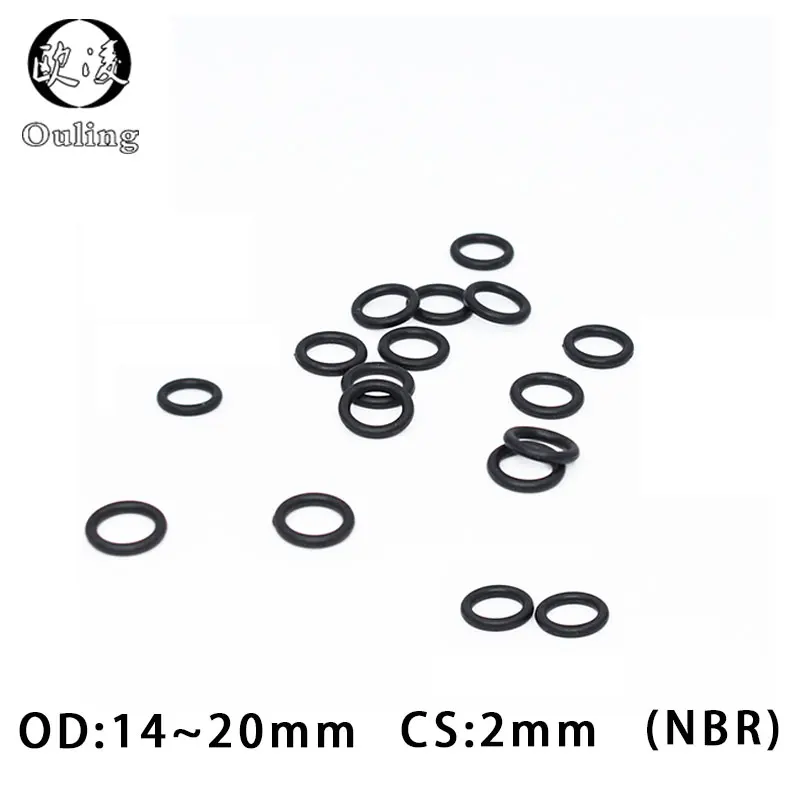 

80PCS/lot Rubber Ring CS2mm Black NBR Sealing O-Ring OD14/15/16/17/18/19/20mm Thickness O Ring Seal Gaskets Nitrile Ring Washer