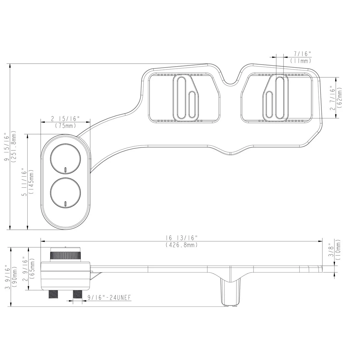 Description Picture 5 of itemWater Adjustable Bidet Toilet Seat Attachment Non-Electric Smart Bidet Attachment Self Cleaning Double Nozzle Hot and Cold Body