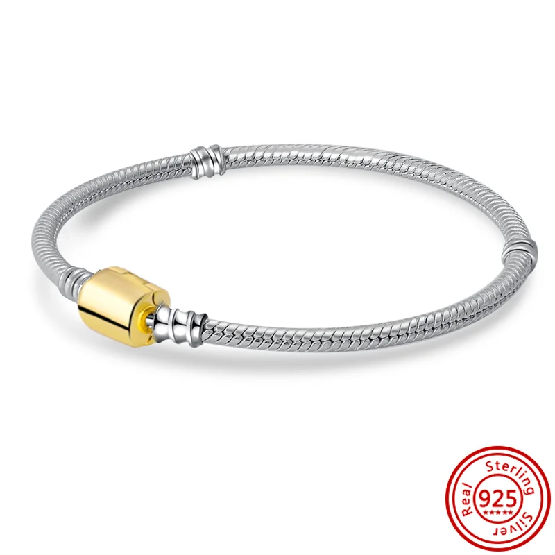 Pandora Moments Barrel Clasp Snake Chain Bracelet, Sterling silver